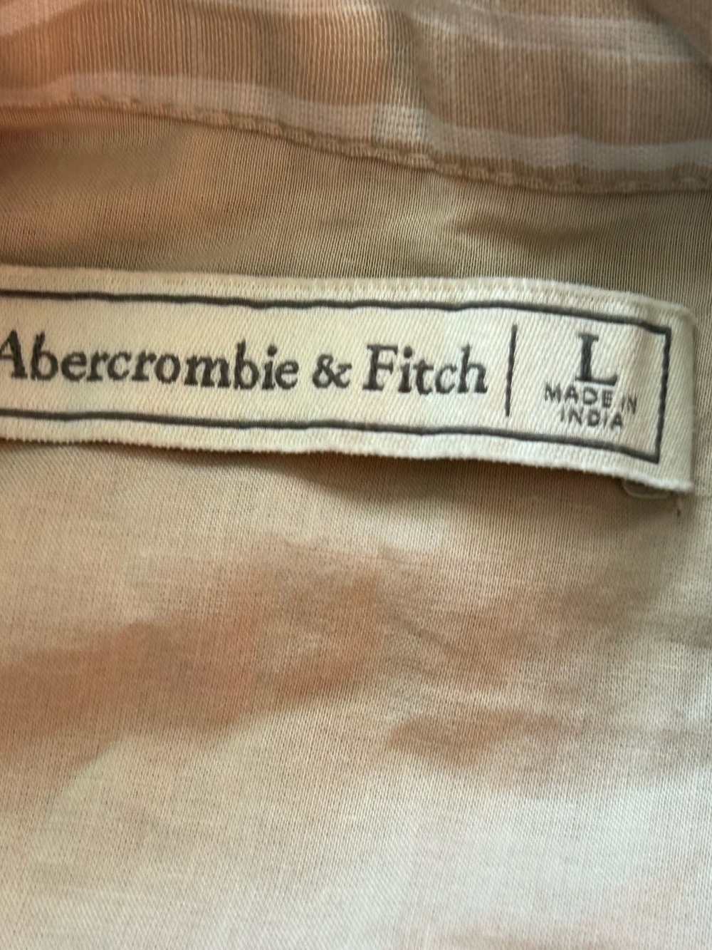 Abercrombie & Fitch Beige Tie-Front Sleeveless Cotton Crop Top Stripes Tan Cream - Picture 4 of 5